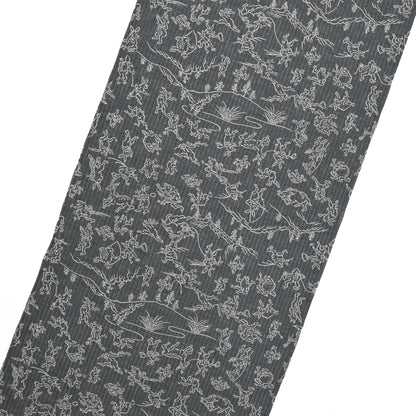 【東レ爽竹】スリーシーズン 長襦袢　「鳥獣戯画」　ブラック