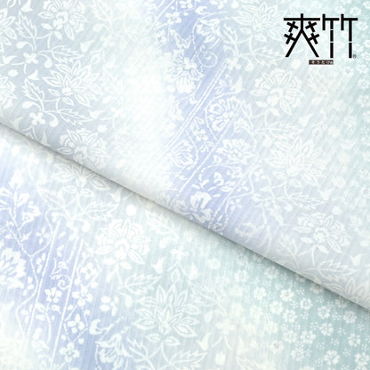 【東レ爽竹】新開発ストレッチ長襦袢 「花霞」ブルー #スリーシーズン