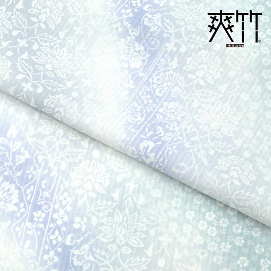 【東レ爽竹】新開発ストレッチ長襦袢 「花霞」ブルー #スリーシーズン