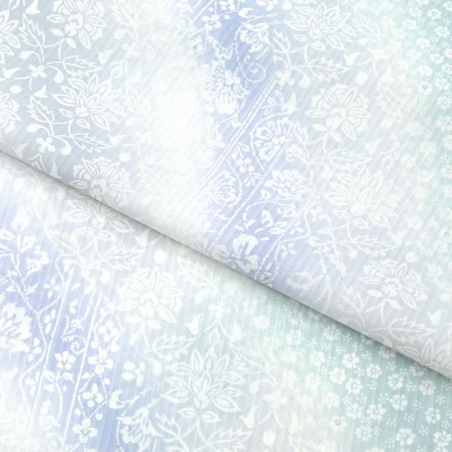 【東レ爽竹】新開発ストレッチ長襦袢 「花霞」ブルー #スリーシーズン