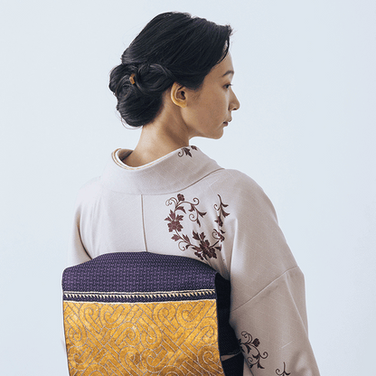 東レシルック 小紋 ～kifkif～「牡丹唐草」 灰梅 【袷・単衣用】