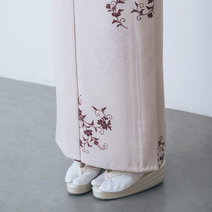 東レシルック 小紋 ～kifkif～「牡丹唐草」 灰梅 【袷・単衣用】