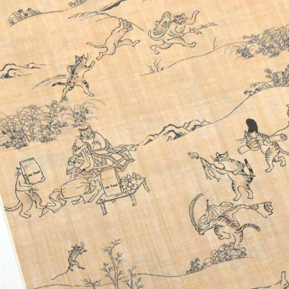 【撫松庵】洗える長襦袢「猫獣戯画」