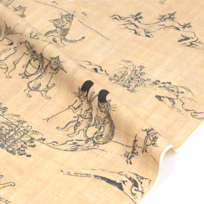 【撫松庵】洗える長襦袢「猫獣戯画」