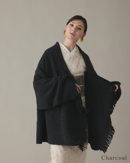 【YOUTOWA】フリンジショールニットカーディガン　6カラー