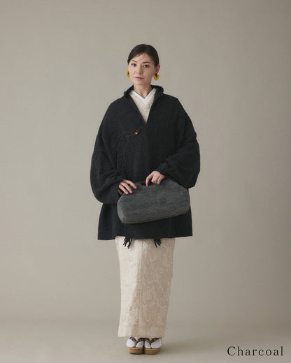 【YOUTOWA】フリンジショールニットカーディガン　6カラー