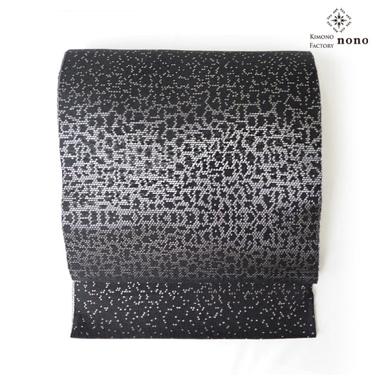 【Kimono-Factory-nono】正絹八寸名古屋帯 仕立て上がり「crack」銀