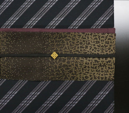 【Kimono-Factory-nono】正絹八寸名古屋帯 仕立て上がり「crack」黄