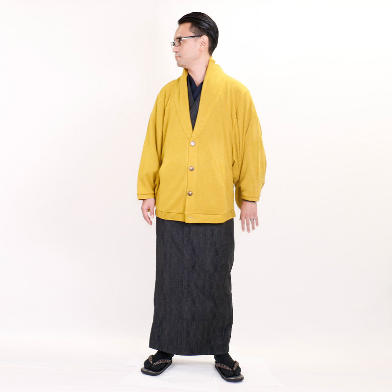【Kimono-Factory-nono】ニットカーディガン Earl「アール」マスタード #男女兼用/ユニセックス