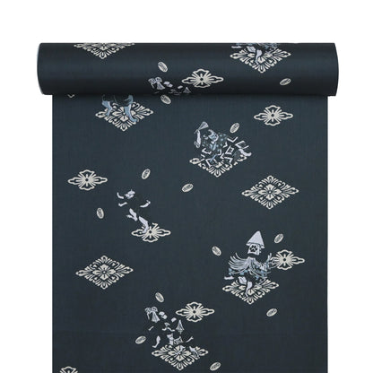 【撫松庵】楊柳洗える長襦袢 猫歌舞伎 黒