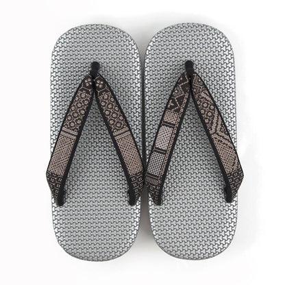 【Kimono-Factory-nono】男物本場大島紬カフェ草履 菱屋カレンブロッソ ZETTA 毘沙門亀甲/メタリック白銀 F-6 #紳士/メンズ