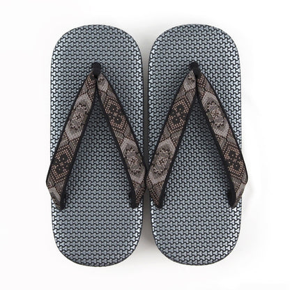 【Kimono-Factory-nono】男物本場大島紬カフェ草履 菱屋カレンブロッソ ZETTA 毘沙門亀甲/メタリックシルバー F-8 #紳士/メンズ