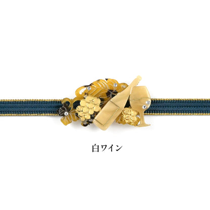 【花しおり】クリスタル帯留め　ワインバー