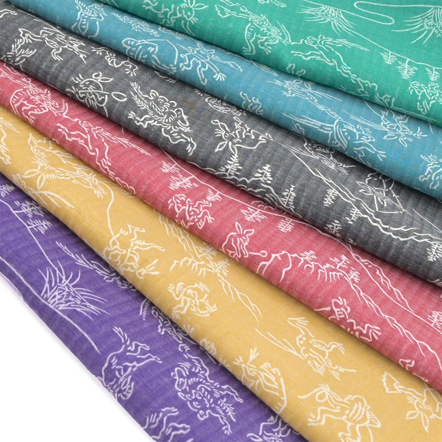 【東レ爽竹】スリーシーズン 長襦袢　「鳥獣戯画」　ブルー