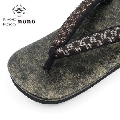 【Kimono-Factory-nono】男物本場大島紬カフェ草履 菱屋カレンブロッソ ZETTA 金霞 G-27 #紳士/メンズ