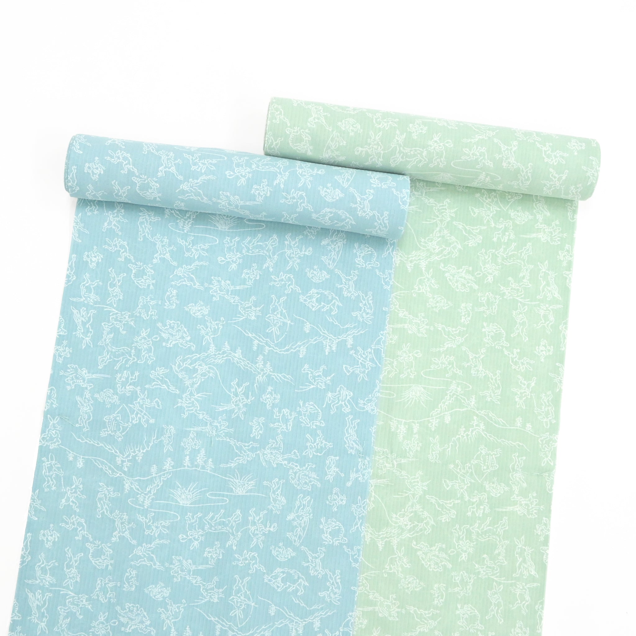 東レ爽竹】新開発ストレッチ長襦袢 「鳥獣戯画」薄緑 #スリーシーズン