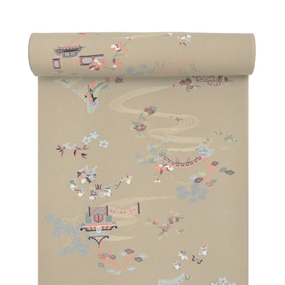 東レシルック 小紋 ～kifkif～「古都」 鶸茶 【袷・単衣用】