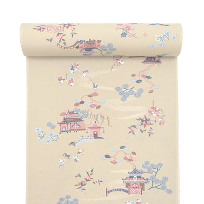 東レシルック 小紋 ～kifkif～「古都」 白橡 【袷・単衣用】