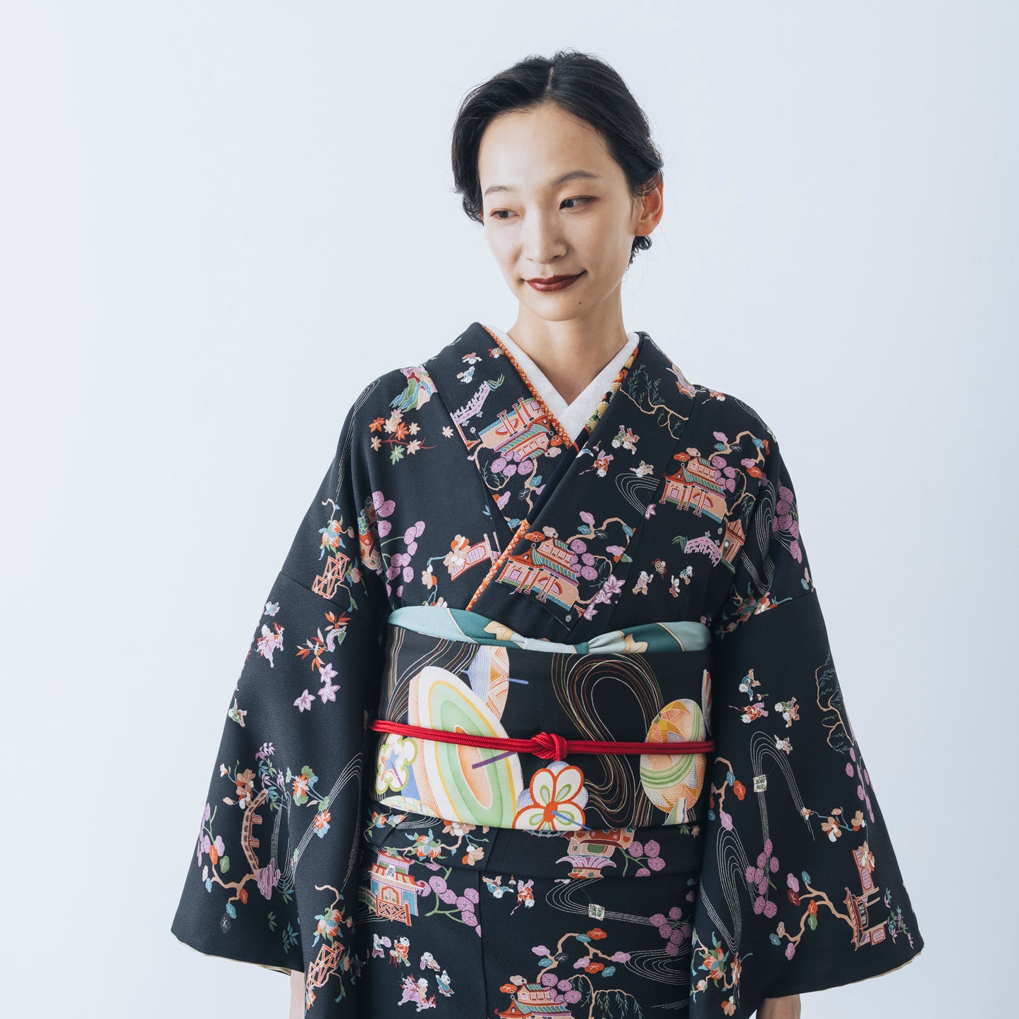 ☆美しいキモノ2025冬号79ｐ掲載☆東レシルック 小紋 ～kifkif～「古都」 漆黒 【袷・単衣用】