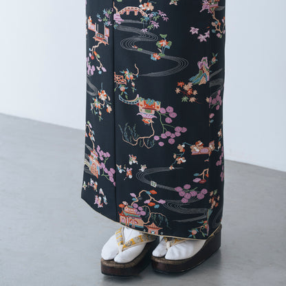 ☆美しいキモノ2025冬号79ｐ掲載☆東レシルック 小紋 ～kifkif～「古都」 漆黒 【袷・単衣用】