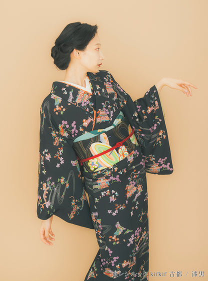 東レシルック 小紋 ～kifkif～「古都」 鶸茶 【袷・単衣用】
