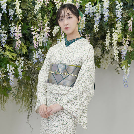 東レシルック 小紋 ～fuku～「ヤドリギ」オフホワイト 【袷・単衣用】