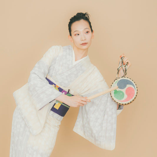 東レシルック 小紋 ～kifkif～「根引松」 白茶 【袷・単衣用】