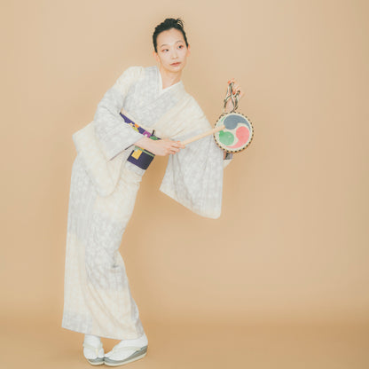 東レシルック 小紋 ～kifkif～「根引松」 白茶 【袷・単衣用】