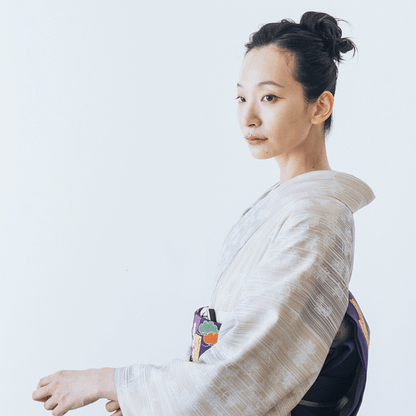 東レシルック 小紋 ～kifkif～「根引松」 白茶 【袷・単衣用】