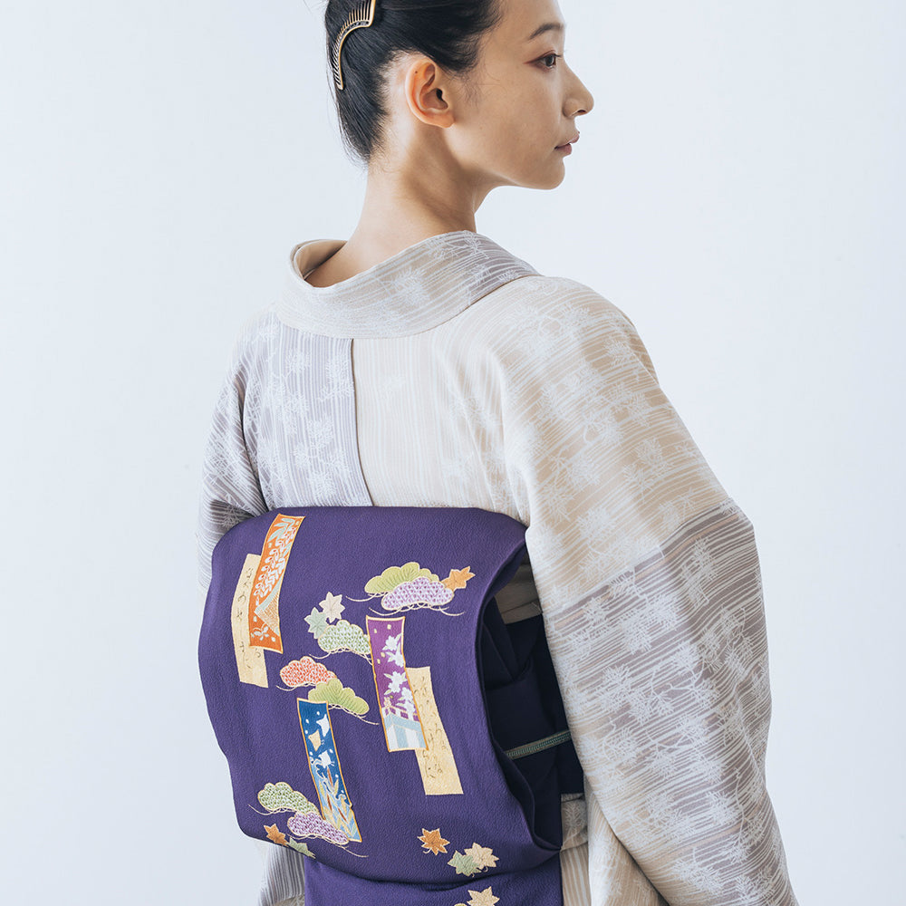 東レシルック 小紋 ～kifkif～「根引松」 白茶 【袷・単衣用】