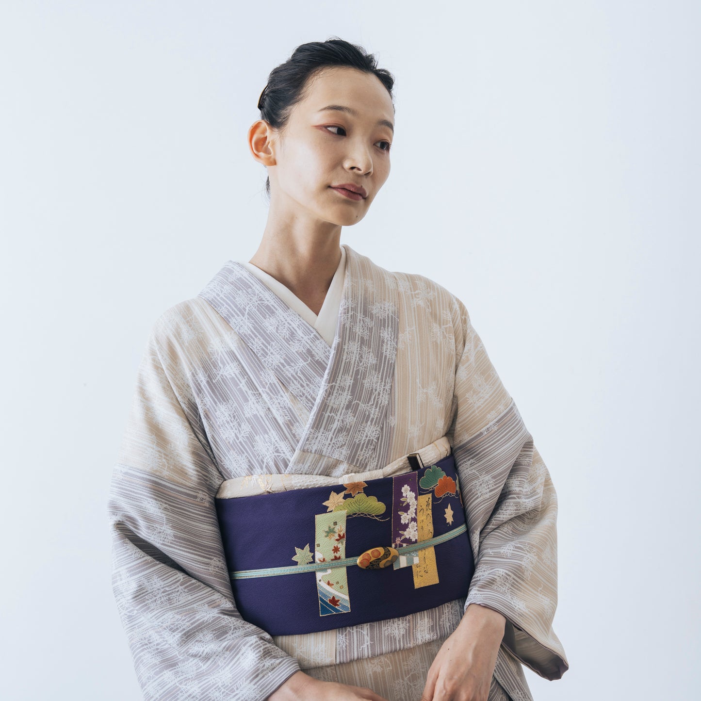 東レシルック 小紋 ～kifkif～「根引松」 白茶 【袷・単衣用】