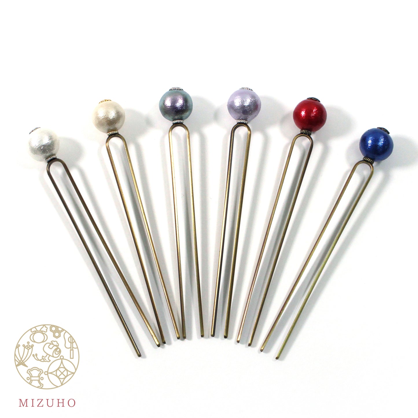【MIZUHO】コットンパール1粒かんざし 6カラー
