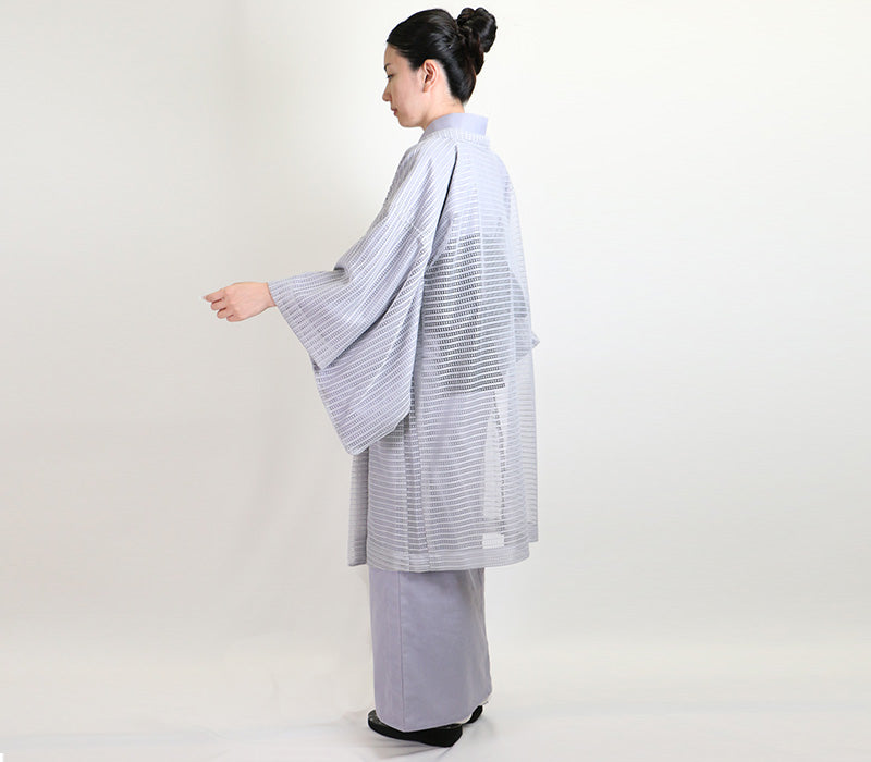 【Kimono-Factory-nono】レース薄羽織 Sheer ライトグレー