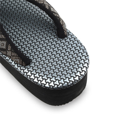 【Kimono-Factory-nono】菱屋カレンブロッソ 本場大島紬カフェ草履 毘沙門亀甲/メタリックシルバー F-3 #女性用