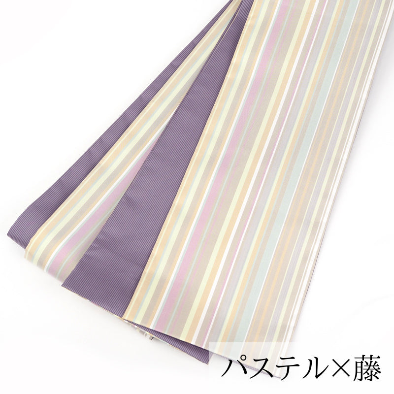 【Kimono-Factory-nono】本場縞大島 正絹半巾帯 リバーシブル 4タイプ