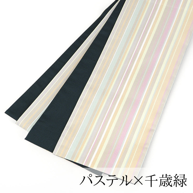 【Kimono-Factory-nono】本場縞大島 正絹半巾帯 リバーシブル 4タイプ