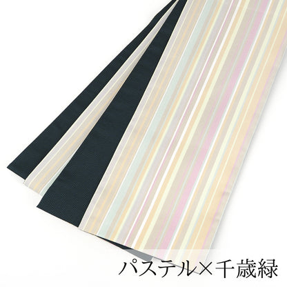 【Kimono-Factory-nono】本場縞大島 正絹半巾帯 リバーシブル 4タイプ