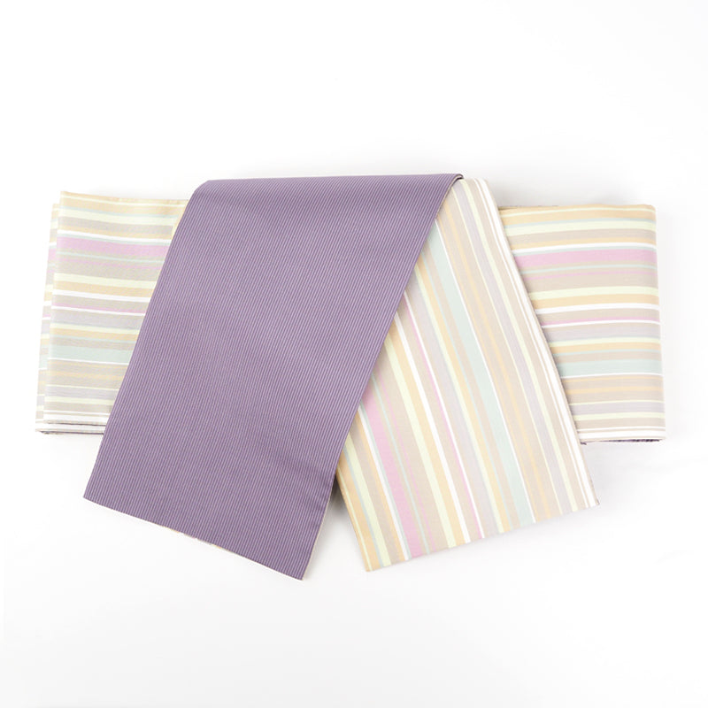 Kimono-Factory-nono】本場縞大島 正絹半巾帯 リバーシブル 4タイプ