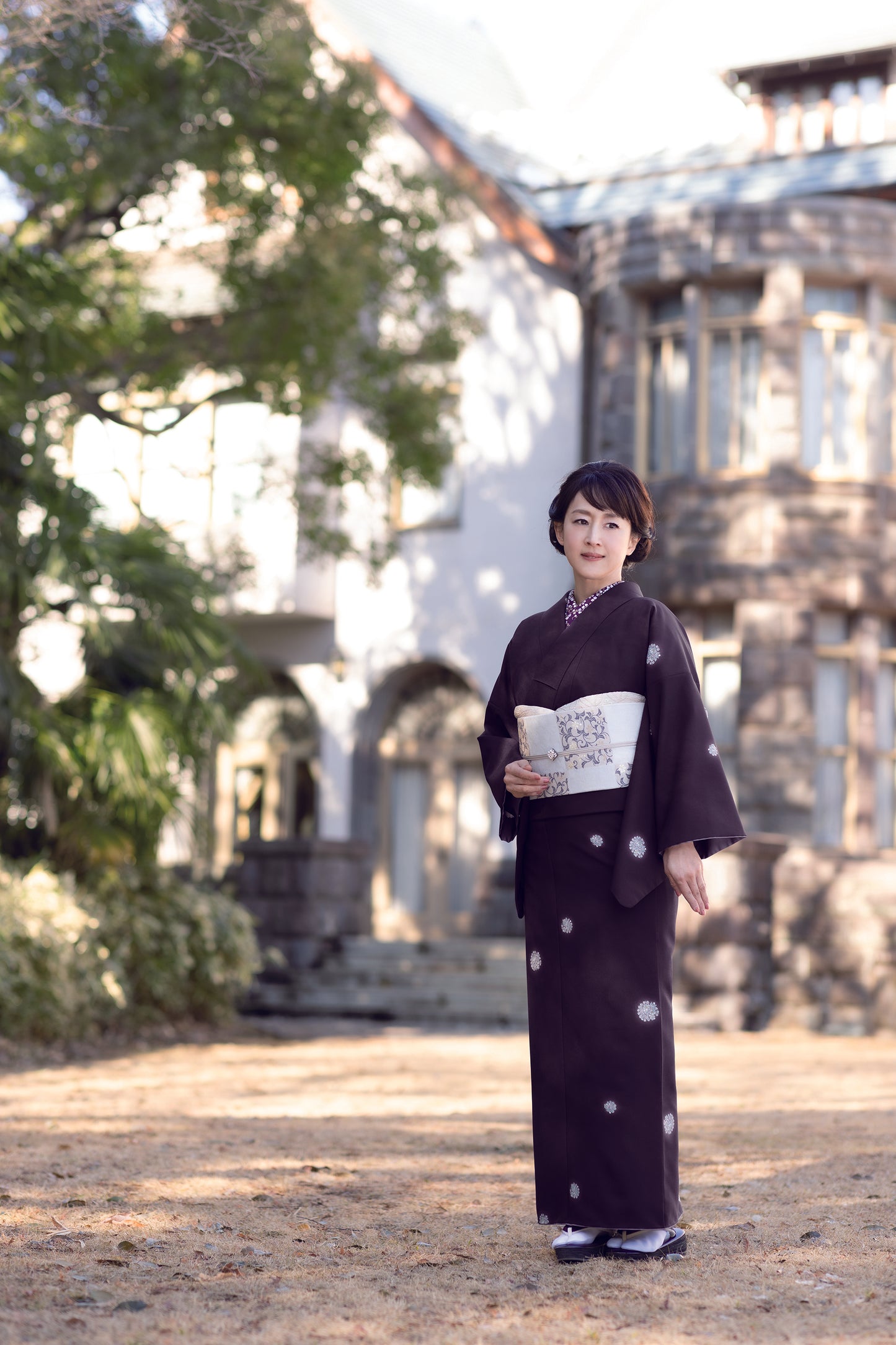 【受注生産品】オーダープレタ小紋 お仕立て上がり 飛び朧花柄 二人静色 ※納期約60日