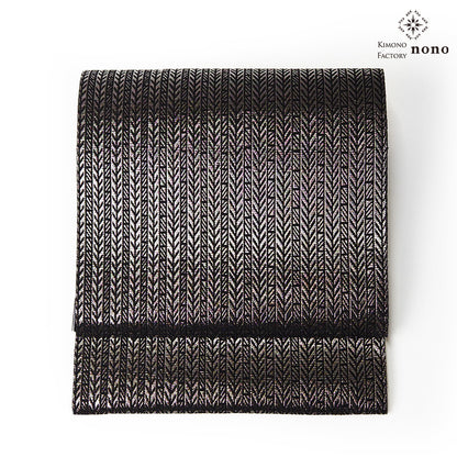 【Kimono-Factory-nono】正絹八寸名古屋帯 仕立て上がり「蘇鉄-sotetsu-」シルバー