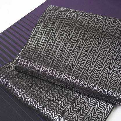 【Kimono-Factory-nono】正絹八寸名古屋帯 仕立て上がり「蘇鉄-sotetsu-」シルバー