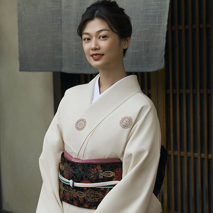 東レシルック≪美來≫ 小紋 華紋-練色 【袷・単衣用】