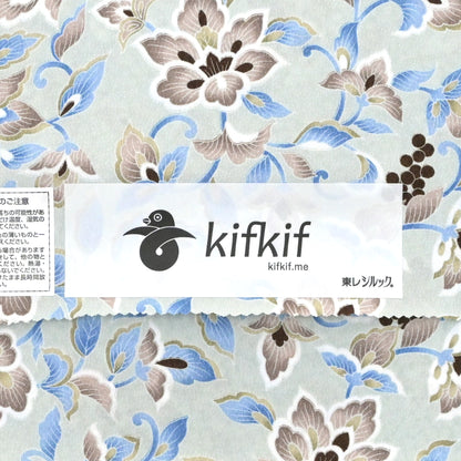 【秋冬新作】東レシルック 小紋 ～kifkif～「花唐草」 青磁色 ※袷・単衣用※ ☆お仕立て代半額キャンペーン開催中☆