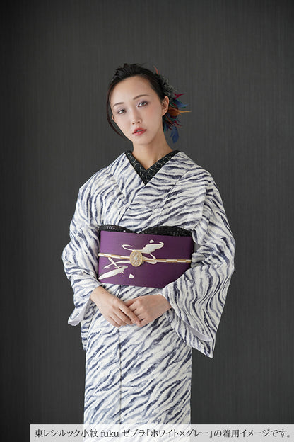 東レシルック 小紋 ～fuku～「ゼブラ」ライトブルー 【袷・単衣用】