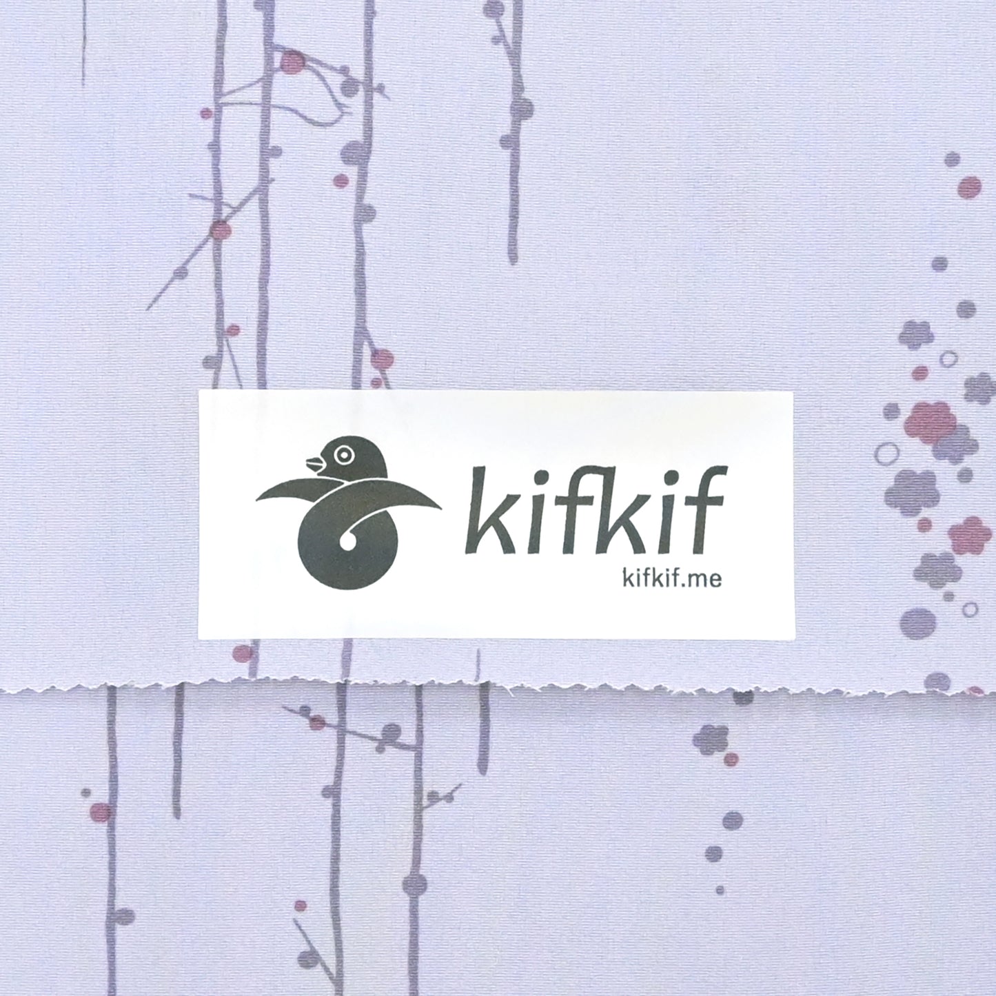 東レシルック 小紋 ～kifkif～「梅に鶯」 藤色 【袷・単衣用】