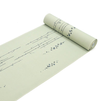 東レシルック 小紋 ～kifkif～「梅に鶯」 利休茶 【袷・単衣用】