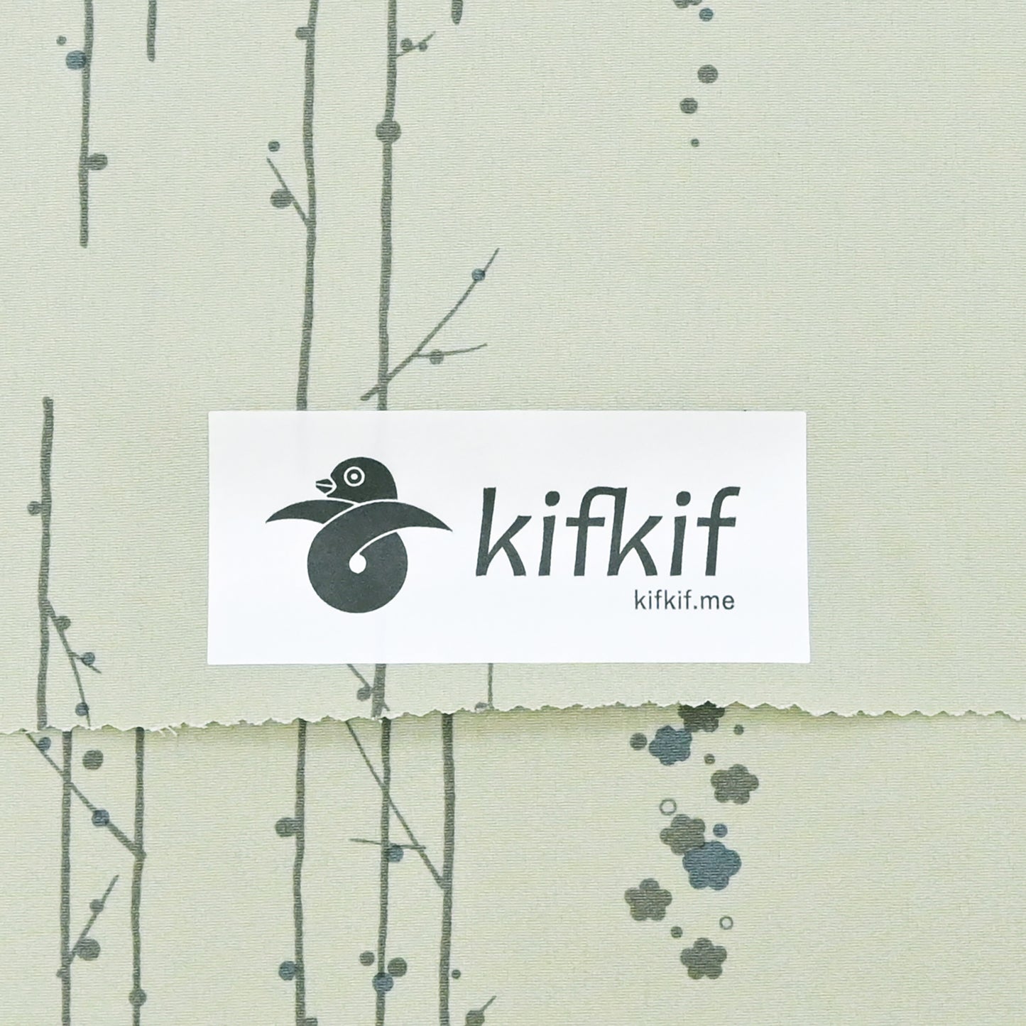 東レシルック 小紋 ～kifkif～「梅に鶯」 利休茶 【袷・単衣用】