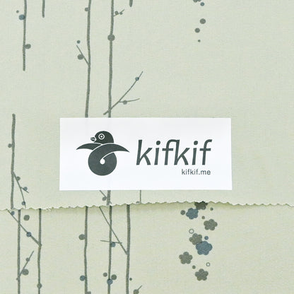 東レシルック 小紋 ～kifkif～「梅に鶯」 利休茶 【袷・単衣用】