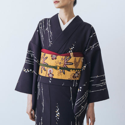 東レシルック 小紋 ～kifkif～「梅に鶯」 濃色 【袷・単衣用】