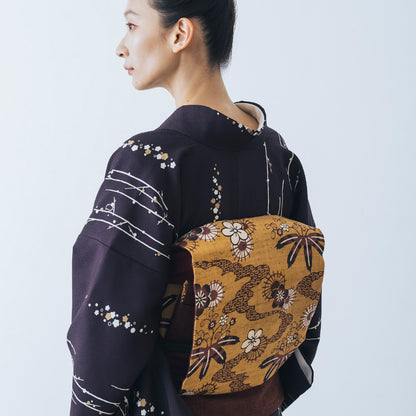 東レシルック 小紋 ～kifkif～「梅に鶯」 濃色 【袷・単衣用】